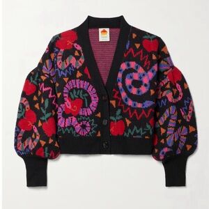 Farm Rio Wild Hearts and Snake Fruits Sweater Size Medium